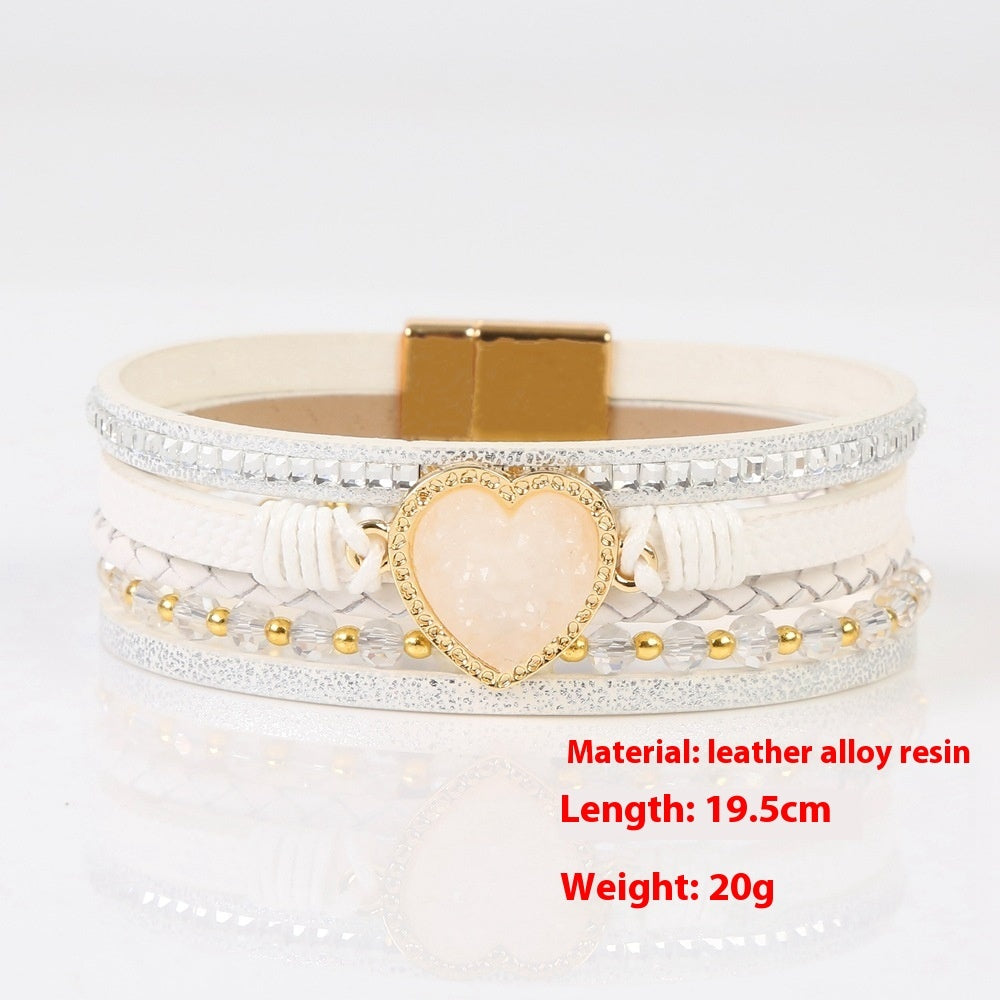 High-grade Leather Hand-woven Heart Bracelet