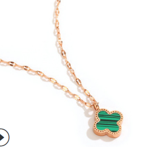 Lucky Four-leaf Clover Fortune Pendants Necklaces for Women Waves Sea