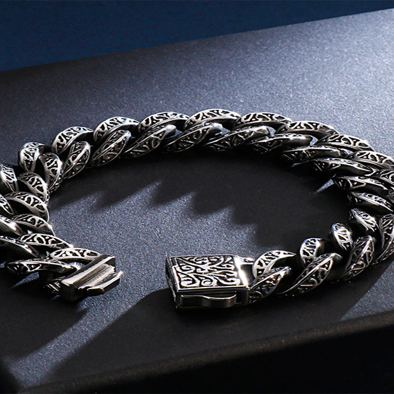 Vintage Pattern Buckle Bracelet Punk Hip Hop Street Trendy Men Skull
