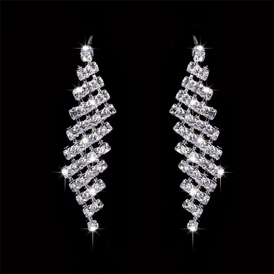 Bridal Jewelry Suit Shining Full Diamond Bright Necklace Earrings