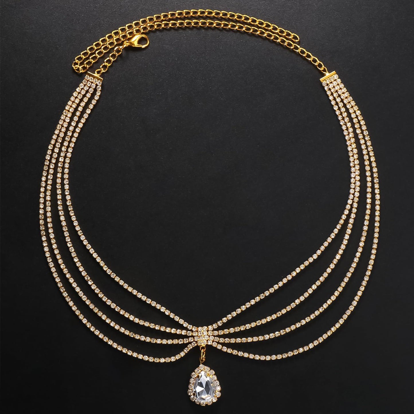 Ethnic Style Exotic Forehead Ornament Ancient Style Water Drop Rhinestone Tassel Forehead Diamond
