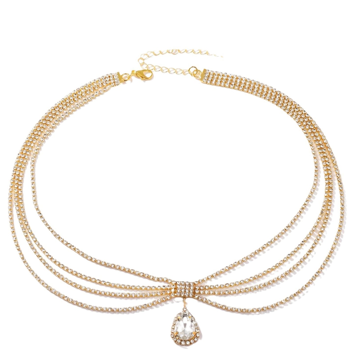 Ethnic Style Exotic Forehead Ornament Ancient Style Water Drop Rhinestone Tassel Forehead Diamond
