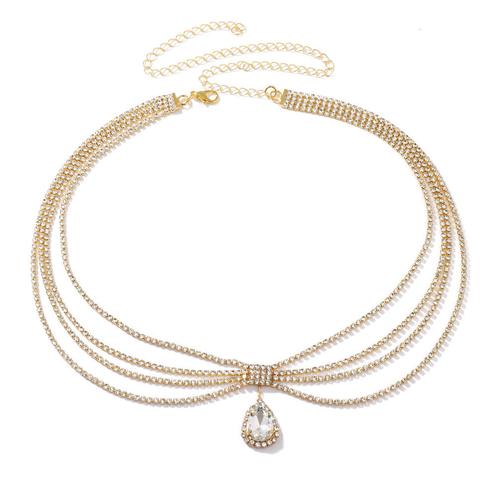 Ethnic Style Exotic Forehead Ornament Ancient Style Water Drop Rhinestone Tassel Forehead Diamond